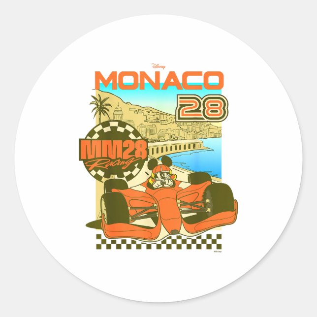 Sticker Rond Affiche de course Mickey et ses amis monaco 28  (Devant)