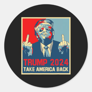 Sticker Rond Affiche de l'élection 2024 Trump 2024 Reprenez l'A