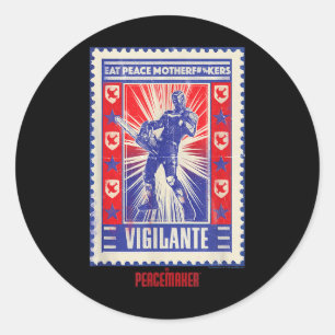 Sticker Rond Affiche de paix de justicier pacificateur 