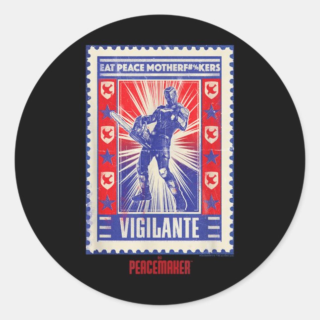 Sticker Rond Affiche de paix de justicier pacificateur  (Devant)