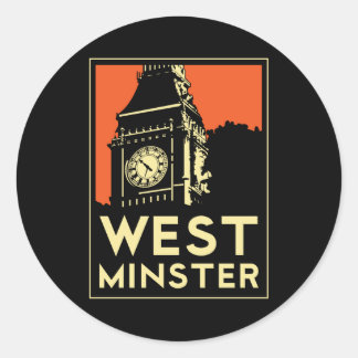 Sticker Rond affiche de voyage art déco de westminster rétro