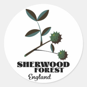 Sticker Rond Affiche de voyage de Sherwood Forest Angleterre