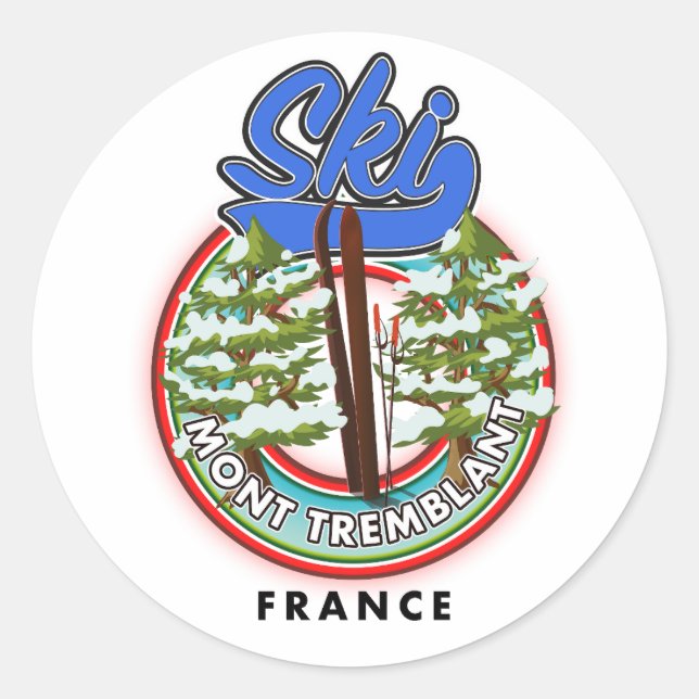 Sticker Rond Affiche de voyage ski Mont Tremblant France (Devant)
