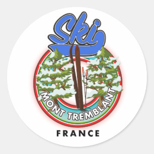 Sticker Rond Affiche de voyage ski Mont Tremblant France