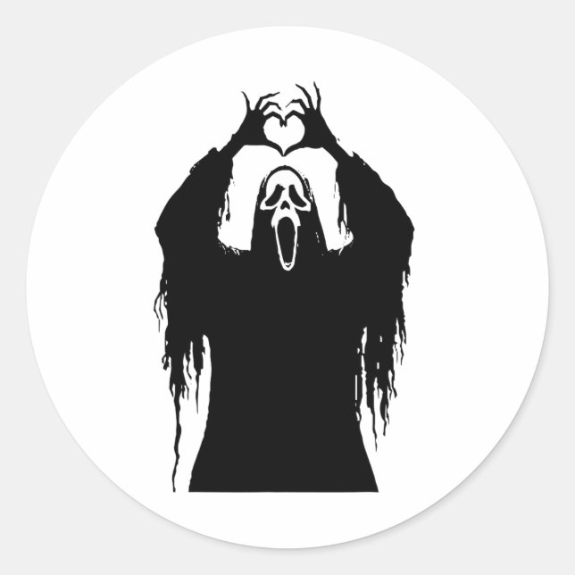 Sticker Rond Affiche d'horreur de visage d'Halloween (Devant)