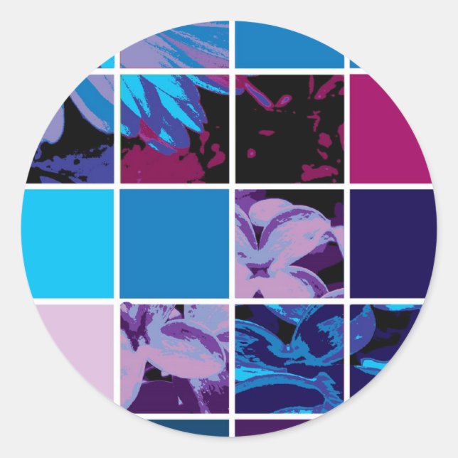 Sticker Rond affiche fleurie zazzle (Devant)