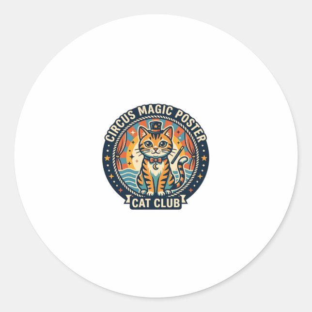 Sticker Rond Affiche Magie de Cirque Chat Mignon Design - Cirqu (Devant)