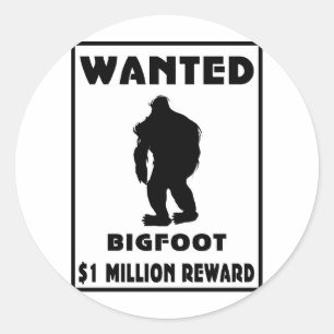 Sticker Rond Affiche Recherchée de Bigfoot