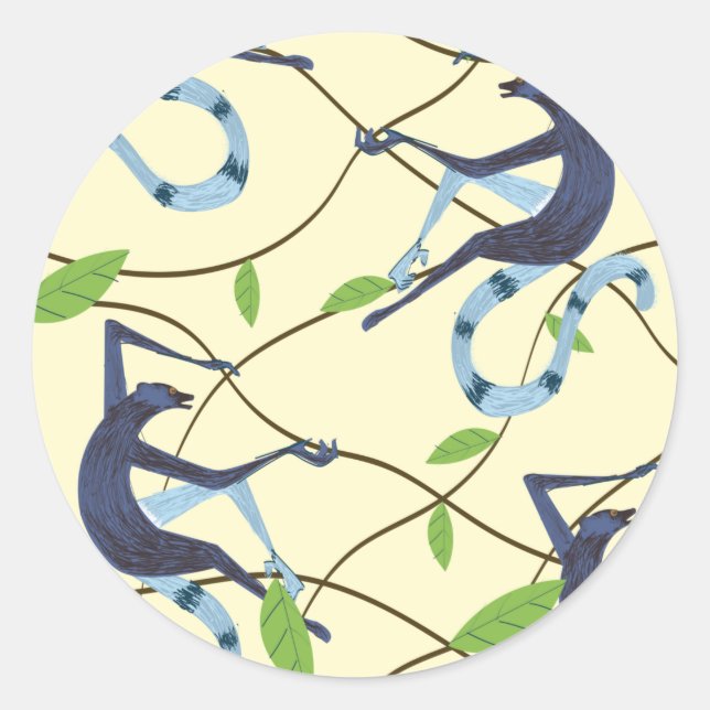 Sticker Rond Affiche Singes Vintage (Devant)