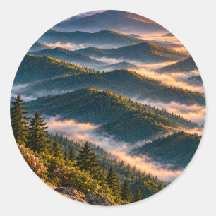 Sticker Rond Affiche topographique de montagne de crête de Topo