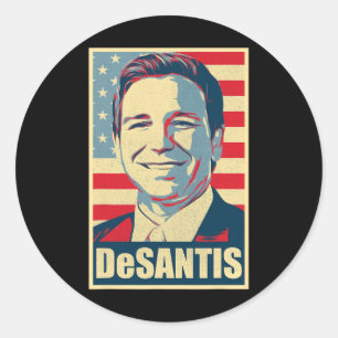 Sticker Rond Affiche vintage Desantis Président républicain Flo