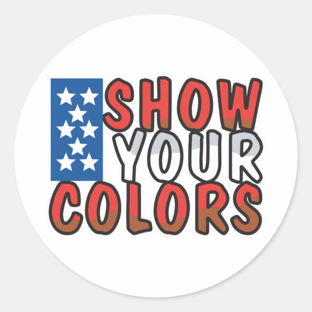 Sticker Rond Afficher vos couleurs Design USA (Devant)