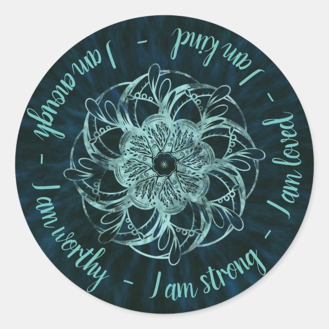 Sticker Rond Affirmations positives Mandala (Devant)