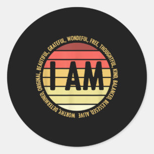 Sticker Rond Affirmations positives rétro Bourses en santé ment