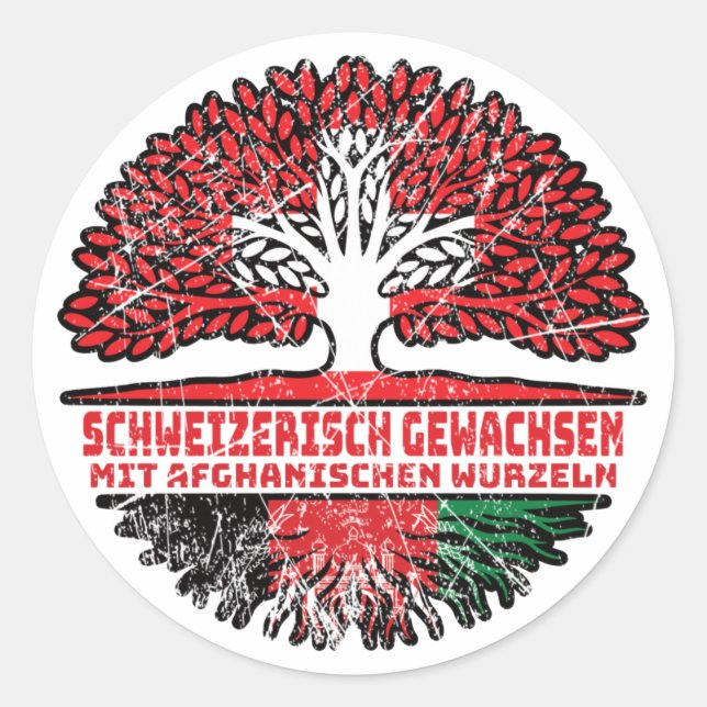 Sticker Rond Afghanistan Arbre suisse suisse afghan (Devant)