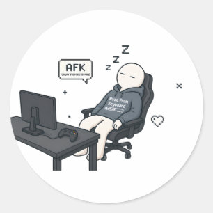 Sticker Rond AFK Absent du Clavier Mème Drôle de Joueur