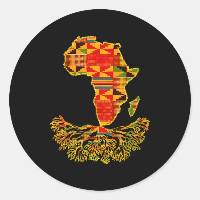 Sticker Rond Africa Map Traditional Kente Cloth African Roots C (Devant)