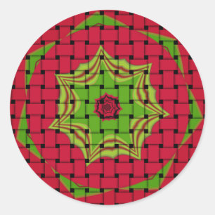 Sticker Rond Africain joli motif rouge tissé