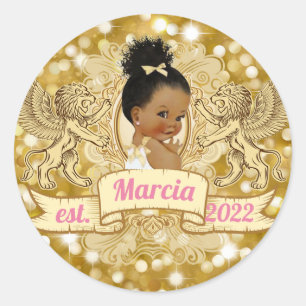 Sticker Rond Africaine Américaine Baby Girl   Parties scintilla
