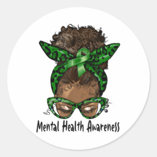 Sticker Rond African American Black Woman Mental Health Award