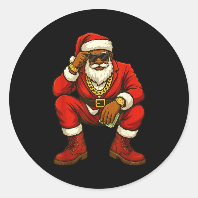 Sticker Rond African American Christmas Funny African American  (Devant)