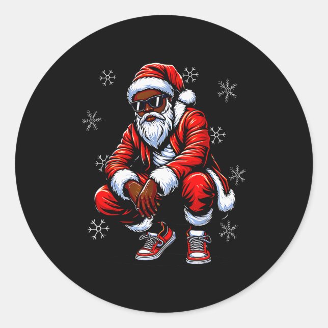 Sticker Rond African American Christmas Pajama Xmas Afro Santa  (Devant)