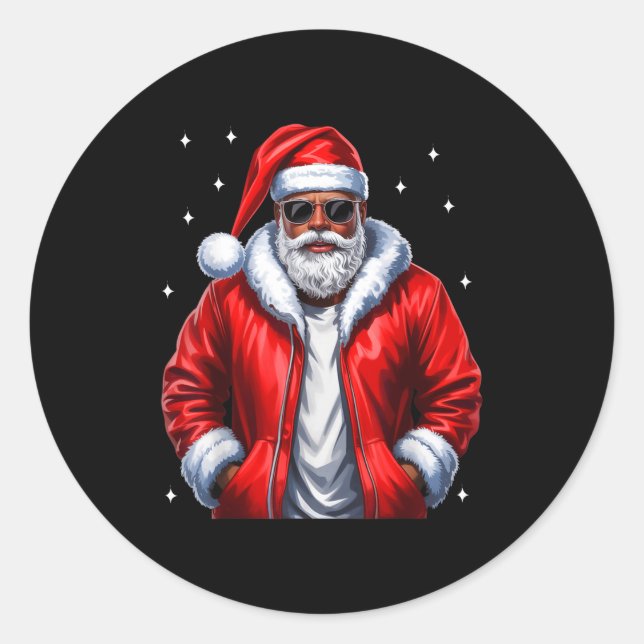 Sticker Rond African American Christmas Pajama Xmas Afro Santa  (Devant)