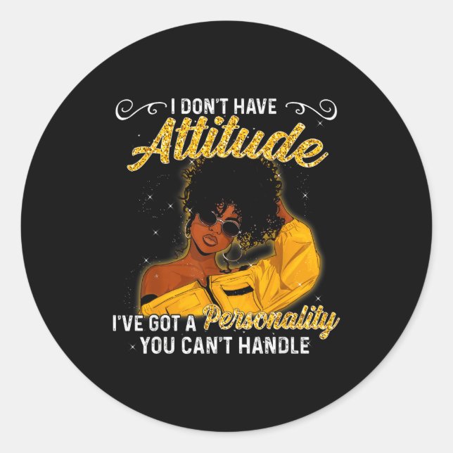 Sticker Rond African American Melanin Queen Black Girl Magic Af (Devant)