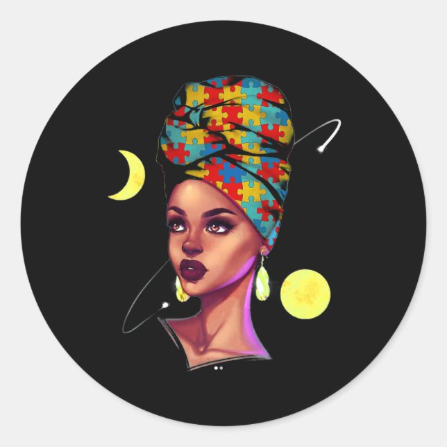 Sticker Rond African American Pride Black History Mois Autisme (Devant)