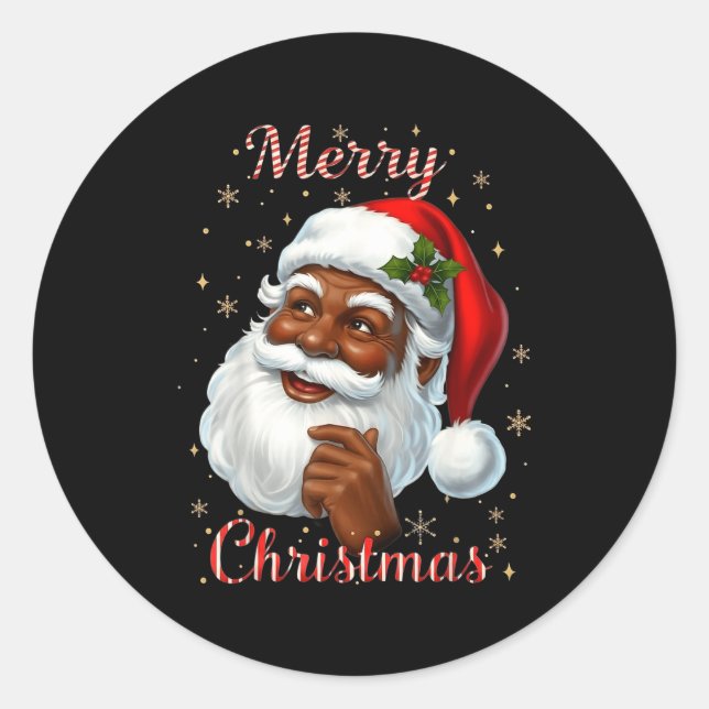 Sticker Rond African American Santa Christmas Cool Black X-mas  (Devant)