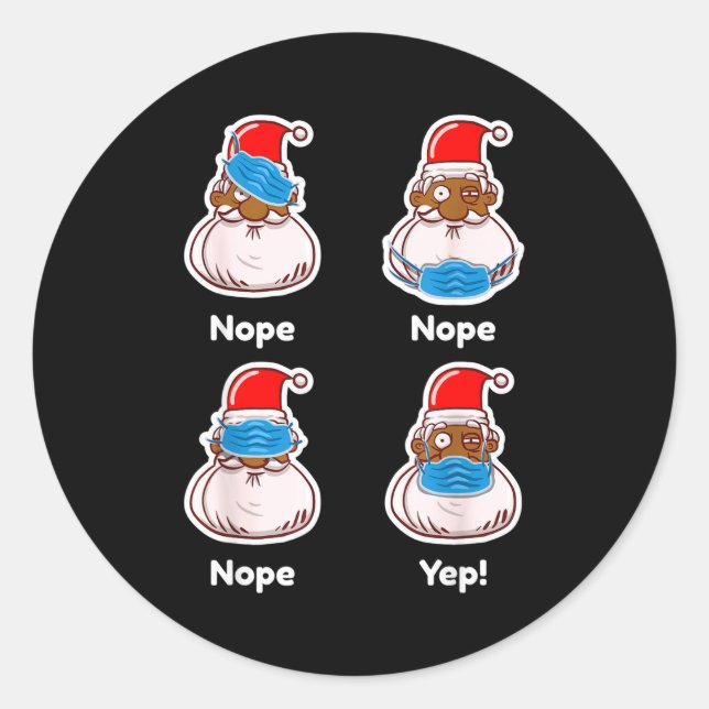 Sticker Rond African American Santa Claus Matching Christmas Pa (Devant)
