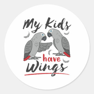 Sticker Rond African Grey Maman Papa Mes Enfants Ont Des Ailes