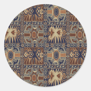 Sticker Rond African Tribal Collage contemporain