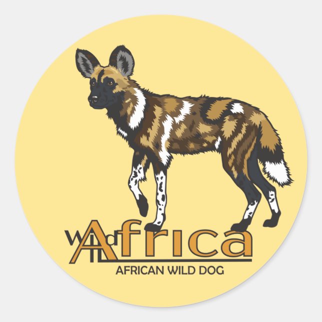 Sticker Rond African wild dog Wild Africa (Devant)