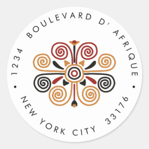 Sticker Rond Africana Ankara Kente Adresse de retour du Mariage