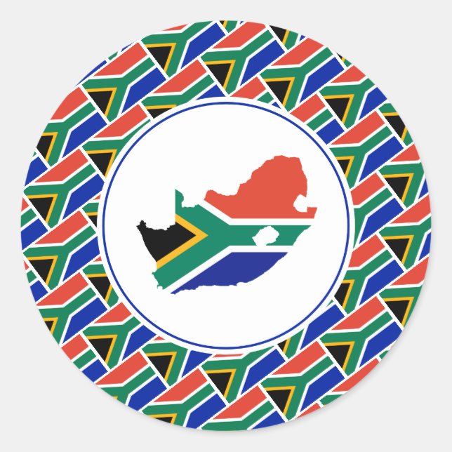 Sticker Rond AFRIQUE DU SUD DRAPEAU Carte Africaine Style Patri (Devant)