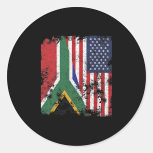 Sticker Rond Afrique du Sud États-Unis Drapeau - Demi-Américain