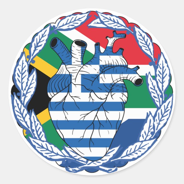 Sticker Rond Afrique du Sud Grèce (Devant)