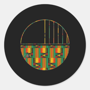 Sticker Rond Afrique Kente Motif géométrique minima demi-cercle