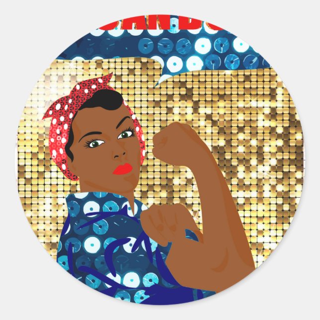Sticker Rond afrique rosie le riveter (Devant)