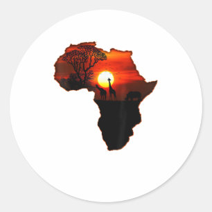 Sticker Rond Afrique T Carte Chemise De L'Afrique Le Soleil Sud