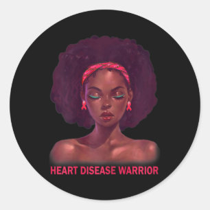 Sticker Rond Afro-Africaine Américaine Noire Maladie Cardiaque 