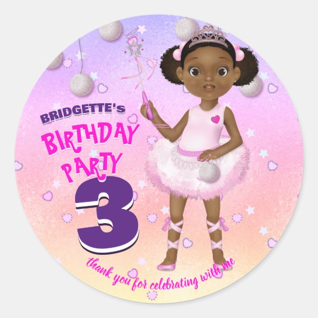 Sticker Rond Afro-Américaine Fairy Princesse Ballerina (Devant)