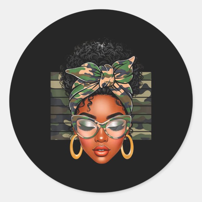 Sticker Rond Afro Black Women African American Black History Mo (Devant)