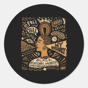 Sticker Rond Afro Femme Noir Histoire Mois Hommes Femmes Africa