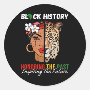 Sticker Rond Afro Girl Honoring Past Inspirant Future Black Son