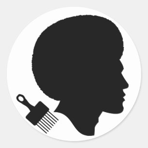 STICKER ROND AFRO MAN CLASSIQUE SILHOUETTE