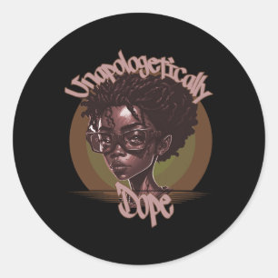 Sticker Rond Afro Queen sans apologisme Dope Noir Histoire lun