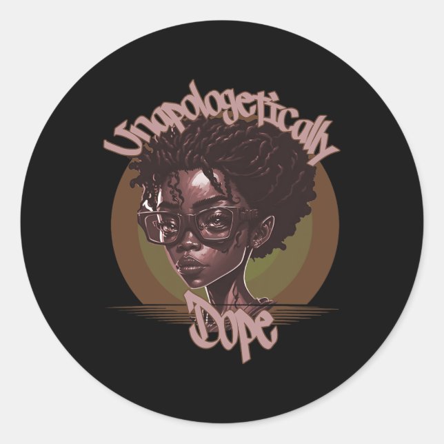 Sticker Rond Afro Queen sans apologisme Dope Noir Histoire lun (Devant)