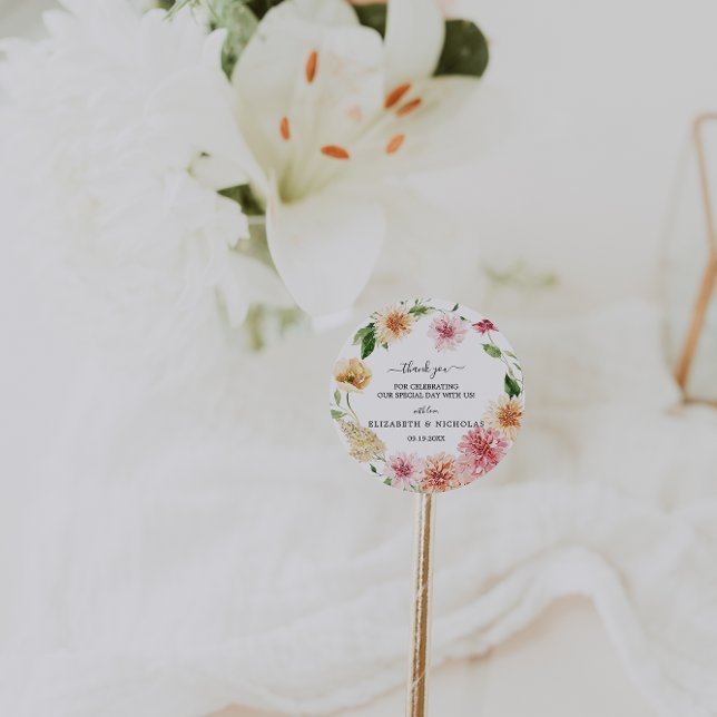 Sticker Rond Afterglow Floral Garden | Wedding Favor (Créateur téléchargé)
